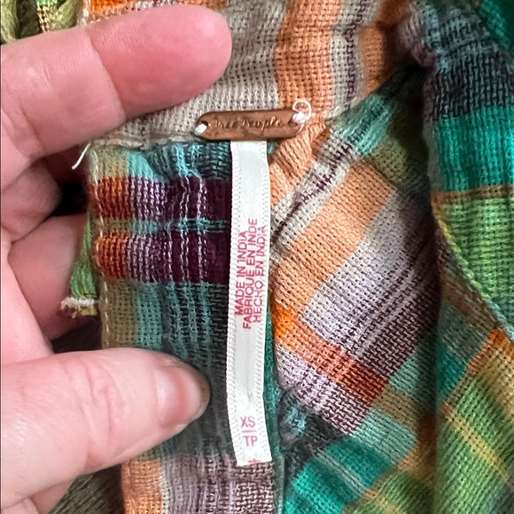 Free People Colorful Plaid Button-Down Shirt Excellent Condition - Picture 2 of 8